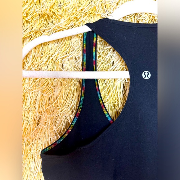 Lululemon💎PRISTINE💎Vintage Cool Racerback- RARE rainbow seams/thread✨Black✨6 - Picture 3 of 14